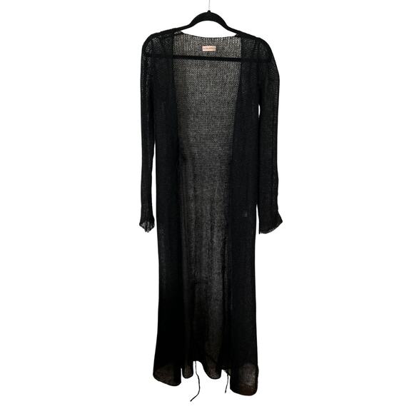 Vintage Y2K Suss Design Black Mohair Maxi Wrap Sweater – Loose Knit Empire Waist - Picture 3 of 6
